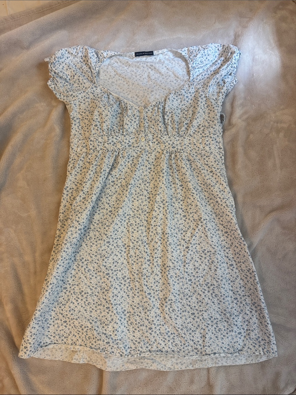 Brandy Melville Cream Dress with Blue Floral Print